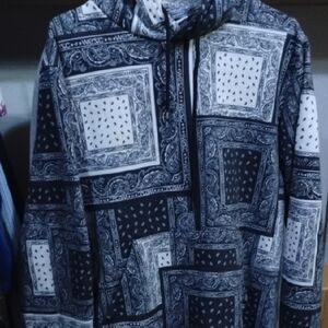 Black and White Bandana Print Hoodie